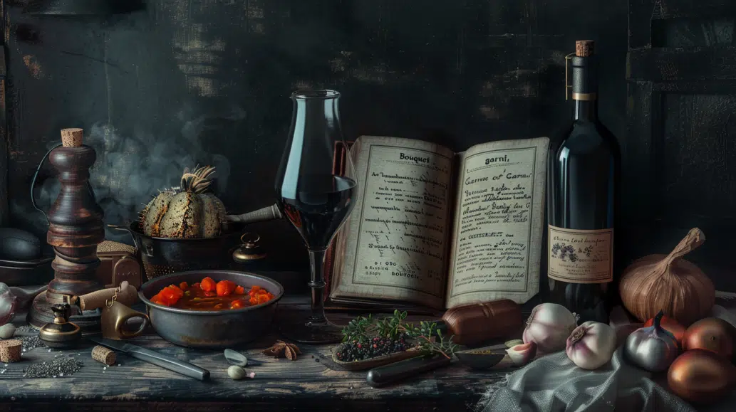classic French cookbook opened to a page with a handwritten recipe classic French cookbook opened to a page with a handwritten recipe