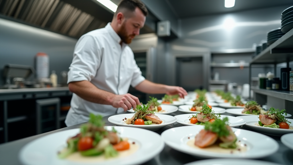 chef working with sous vide food chef working with sous vide food