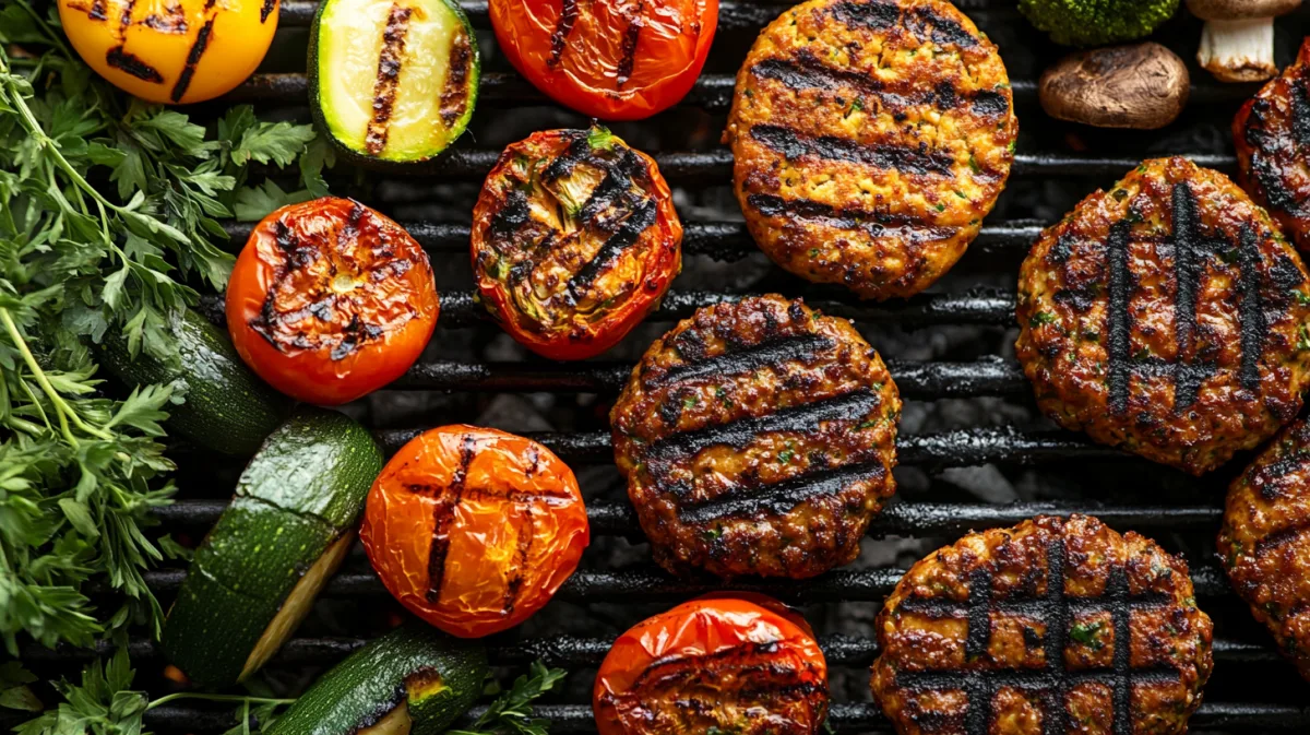 grilled veggies and veggie burgers