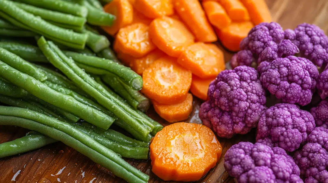 blanched and shocked vegetables