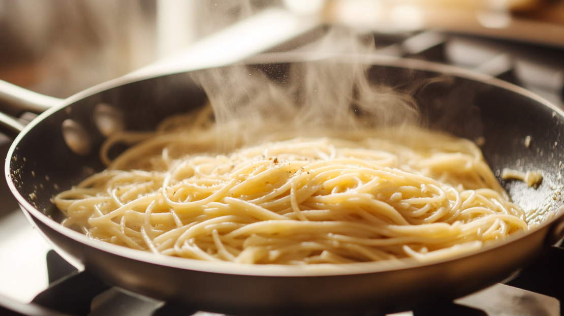 making Spaghetti Aglio Olio