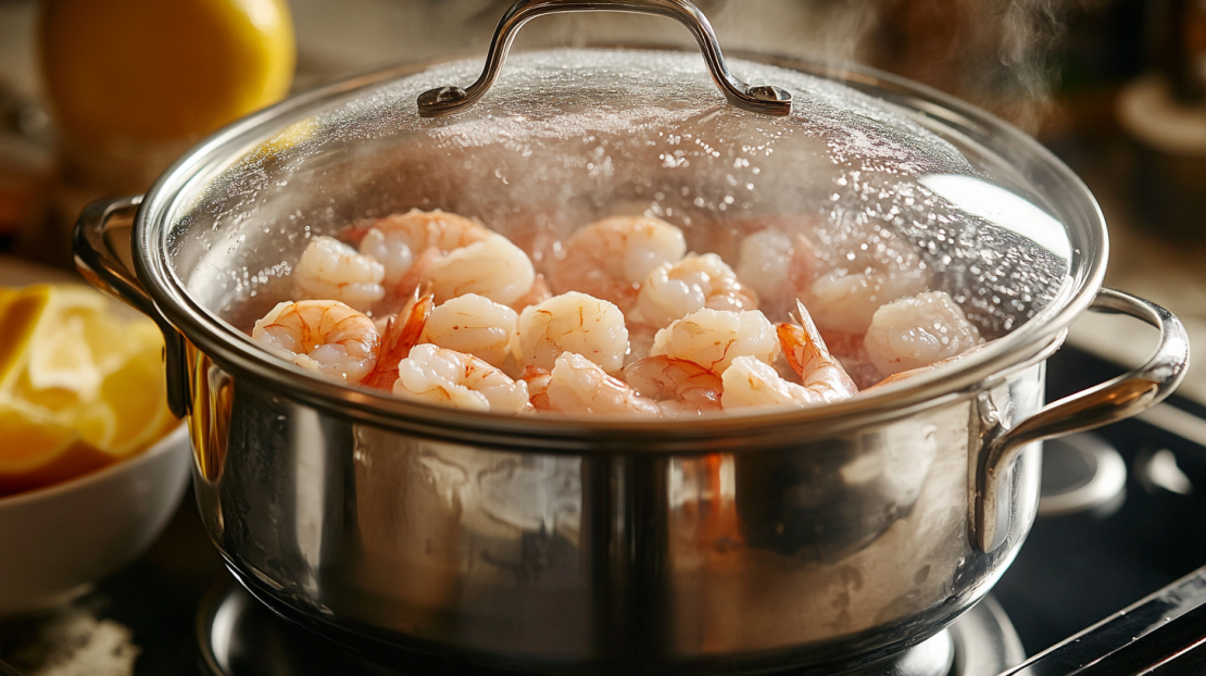 steaming shrimp