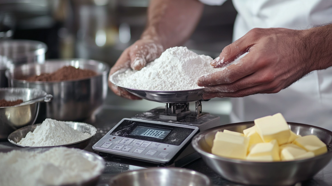 weighing ingredients