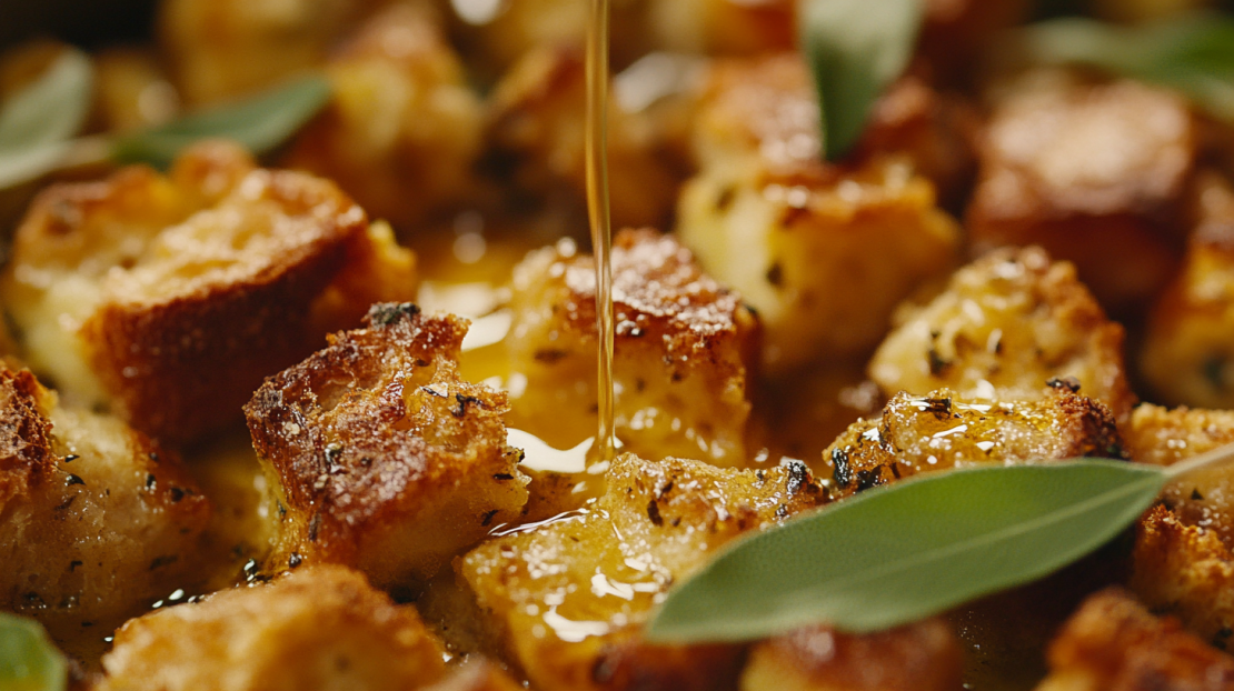 adding browned butter to the dressing