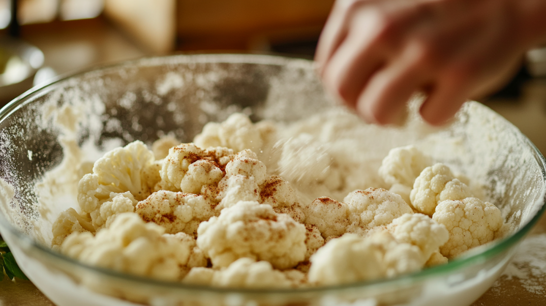 breading the cauliflower for the as the main ingredient