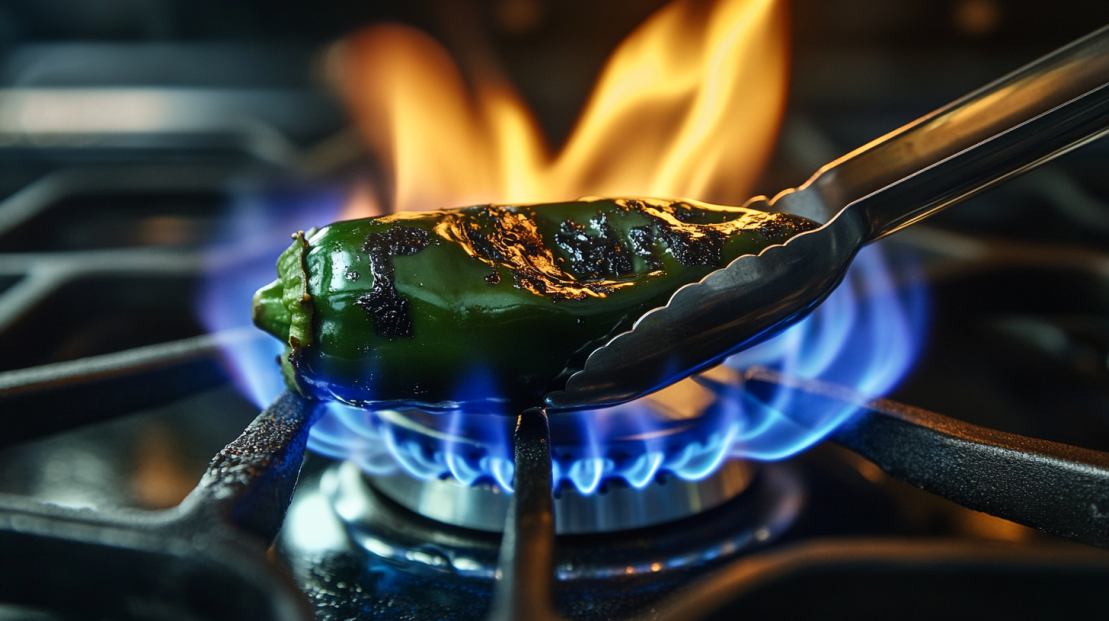 how to roast poblano over open flame