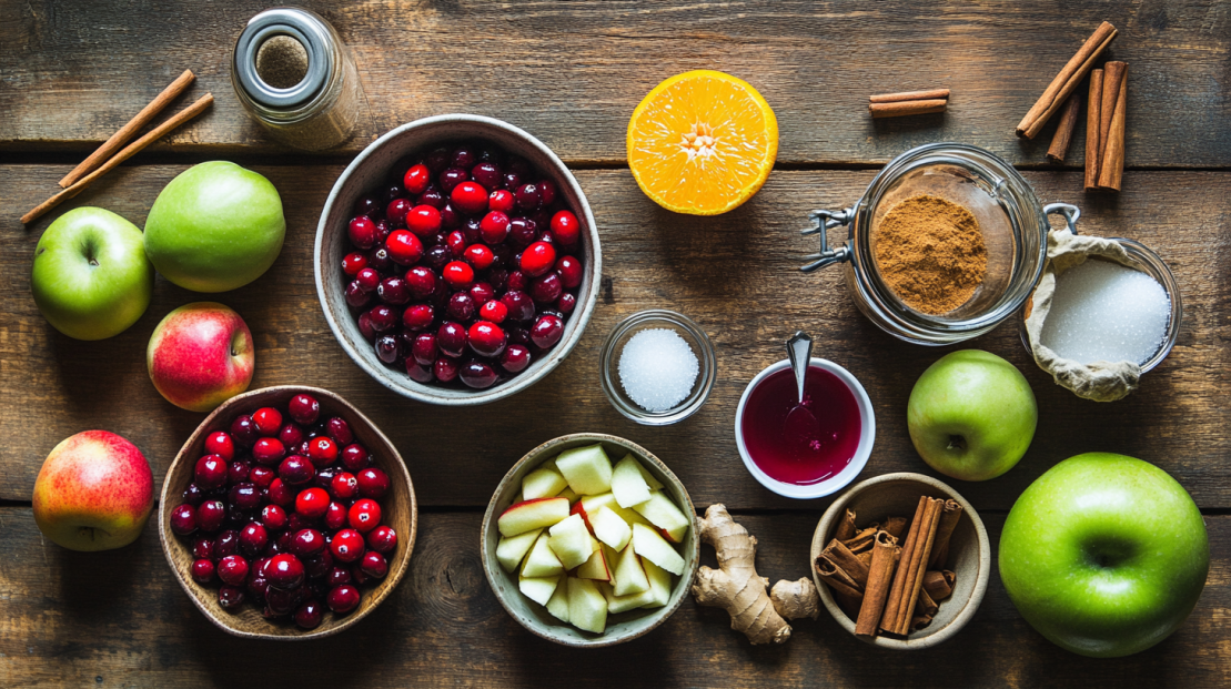 ingredients to make homemade Christmas jam