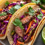 korean bbq beef tacos with kimchi slaw
