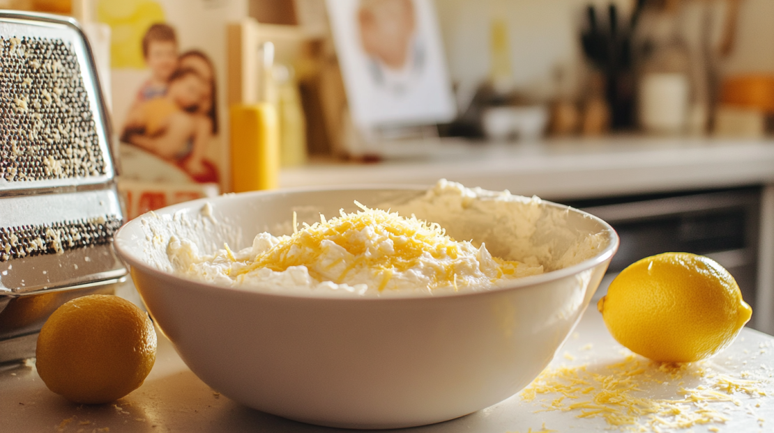 making the cheese mixture for the baked ziti