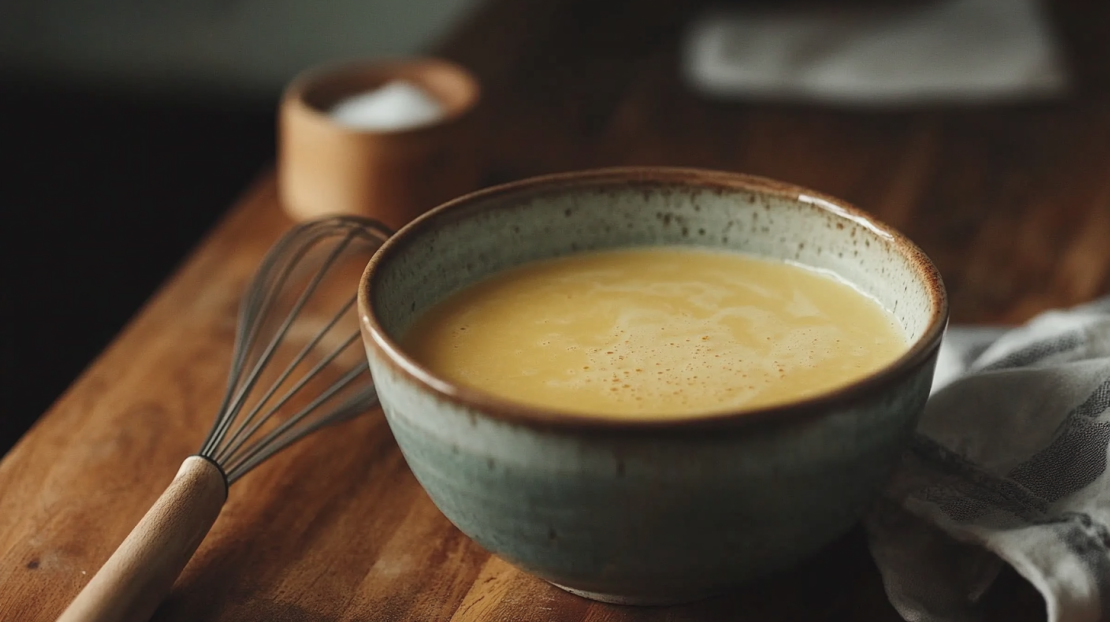 smooth, well-blended mixture of eggs and chicken broth