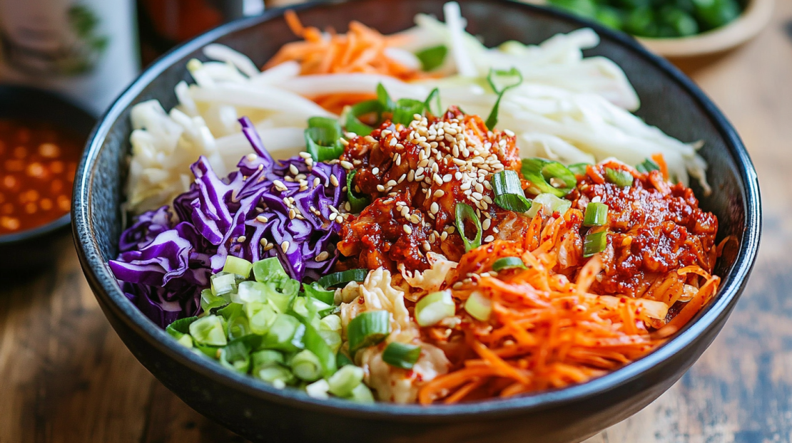 spicy Korean kimchi slaw ingredients