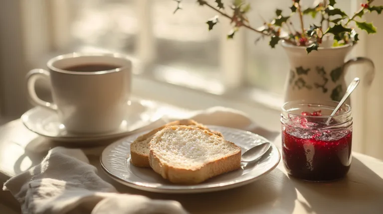 warm toast with Christmas jam