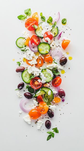 Greek salad with tzatziki sauce