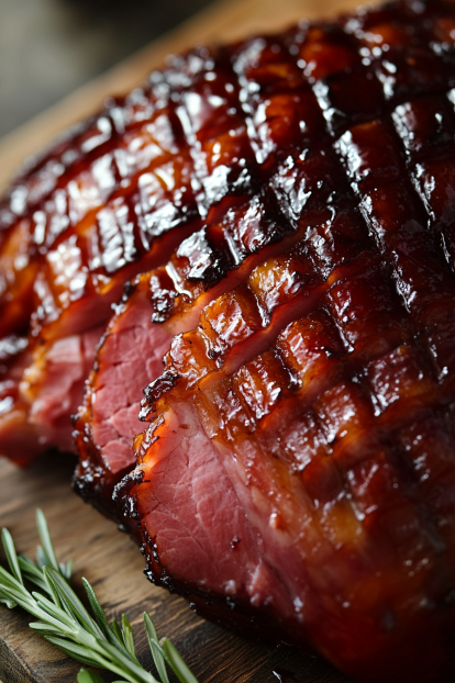 juicy, tender meat of the spiral-cut ham