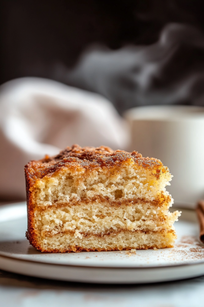 moist sour cream coffee cake slice
