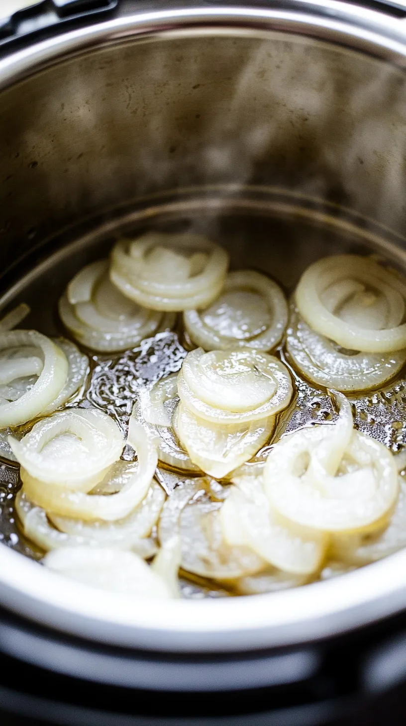 Onions sautéing in an instant pot