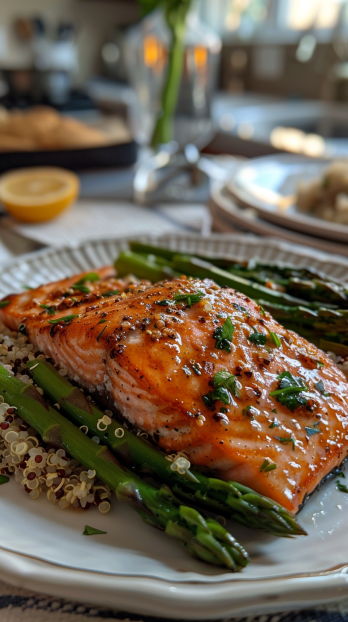 a complete honey mustard glazed salmon meal