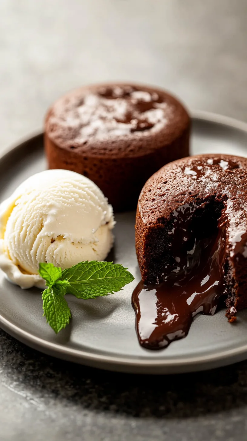 chocolate lava cakes with vanilla ice cream