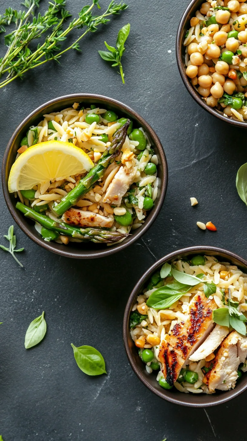 different variation of the Asparagus and Lemon Orzo Salad