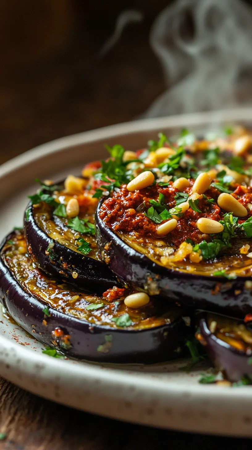 generous portion of smoky harissa-roasted aubergine