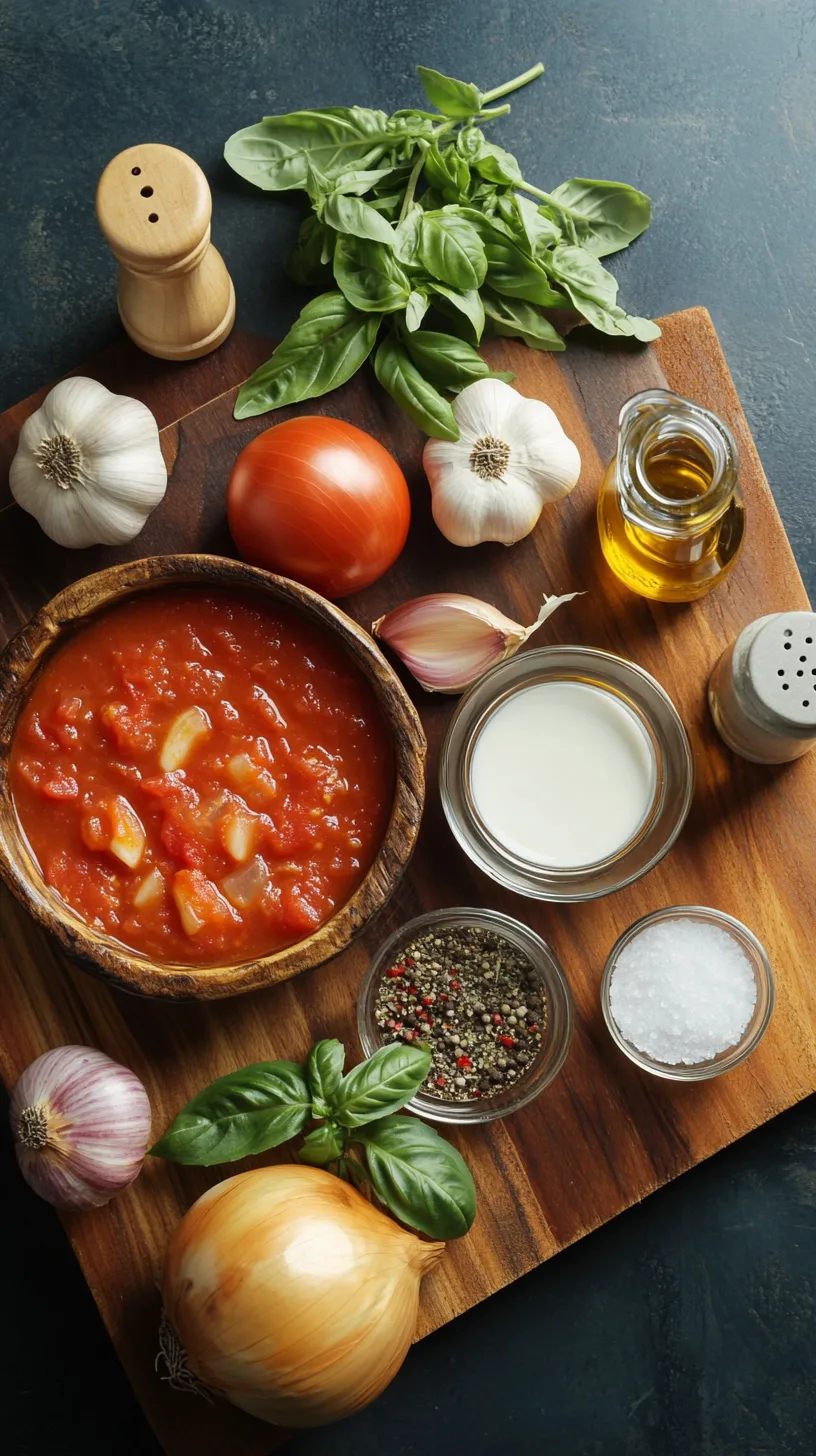 ingredients for creamy tomato basil soup