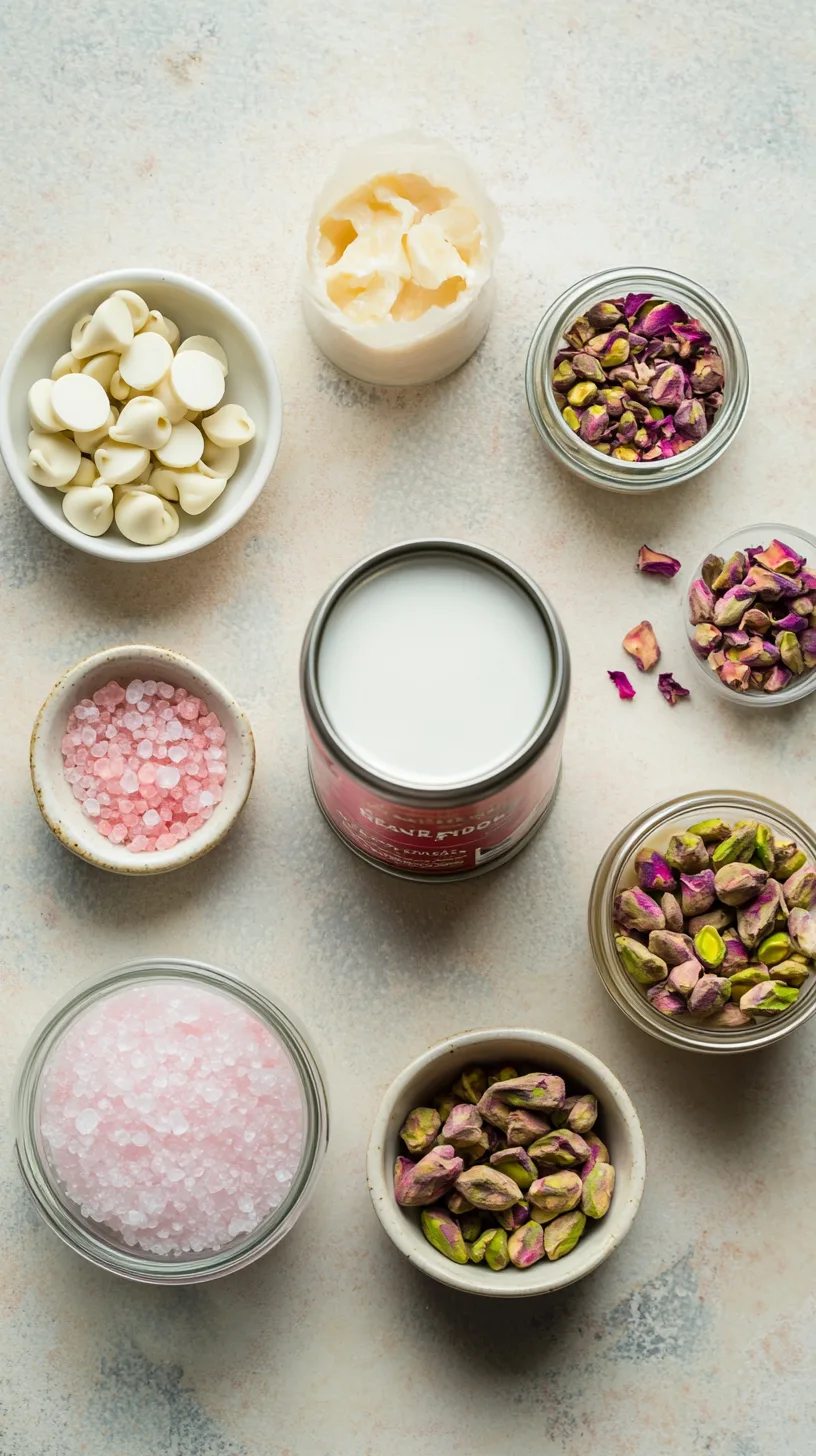 ingredients for rose petal fudge