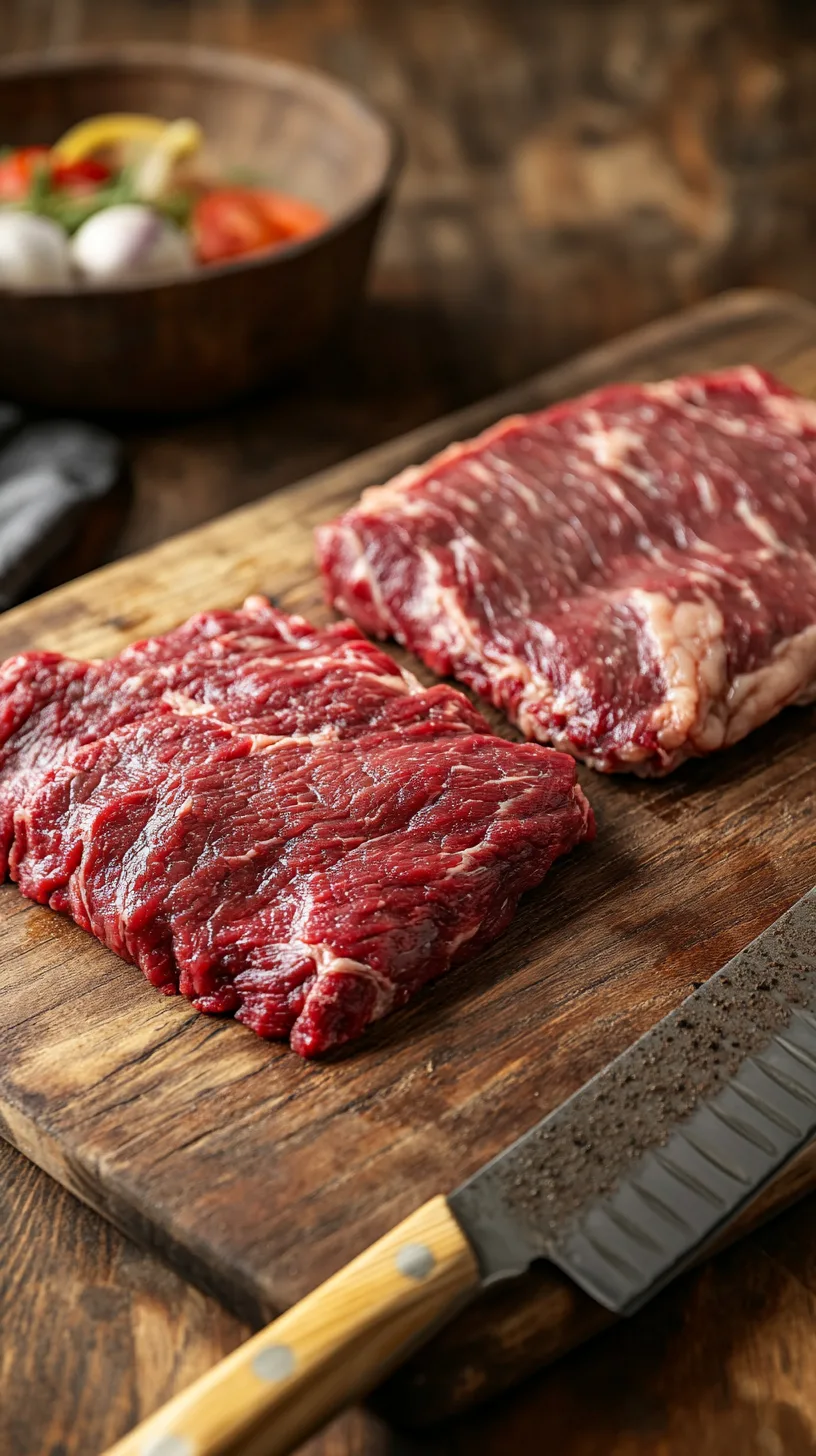 Raw skirt steak and flank steak