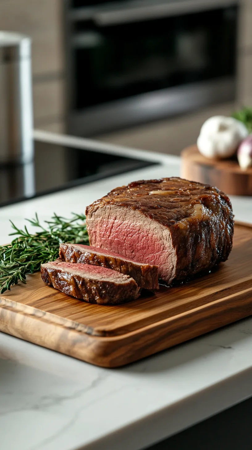 beautiful teak cutting board being used to cut meat