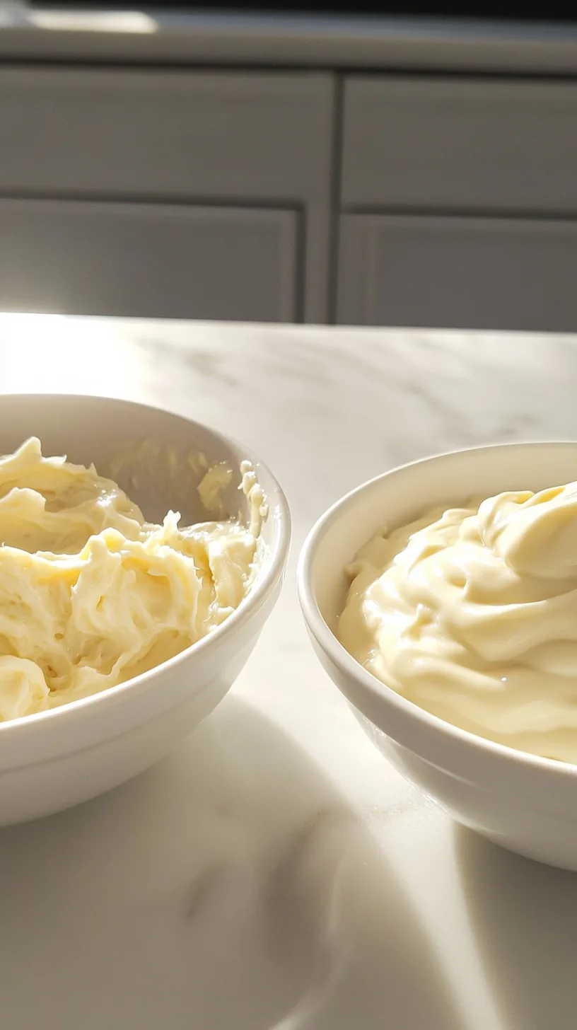 broken mayonnaise vs creamy smooth mayonnaise