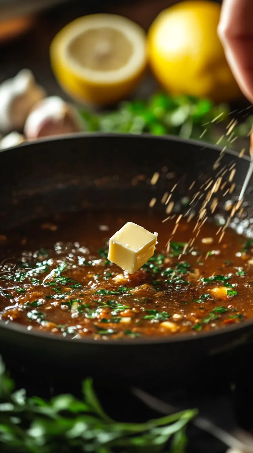 deglazed pan sauce being reduced
