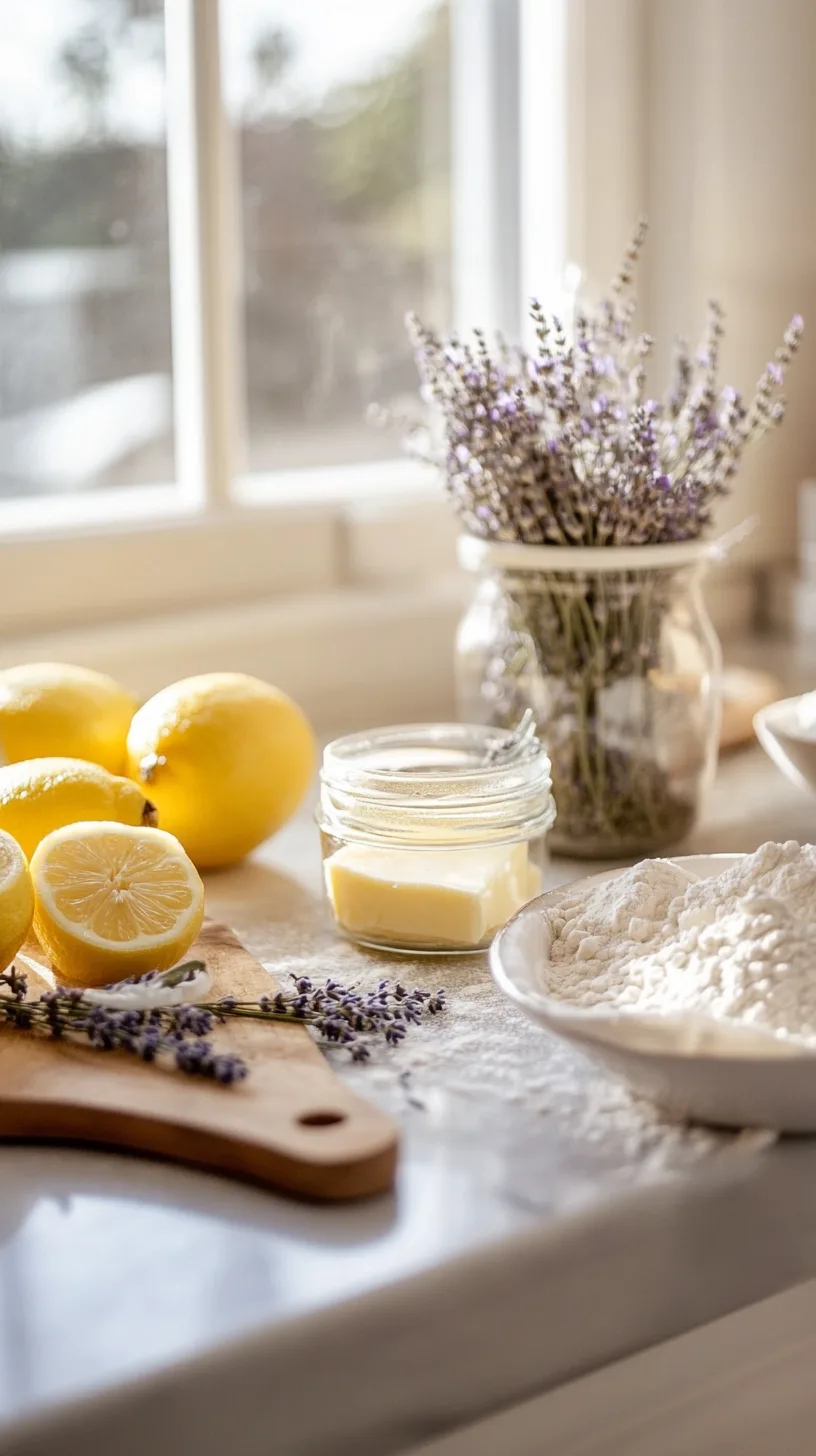 ingredients for lemon lavender shortbread cookies