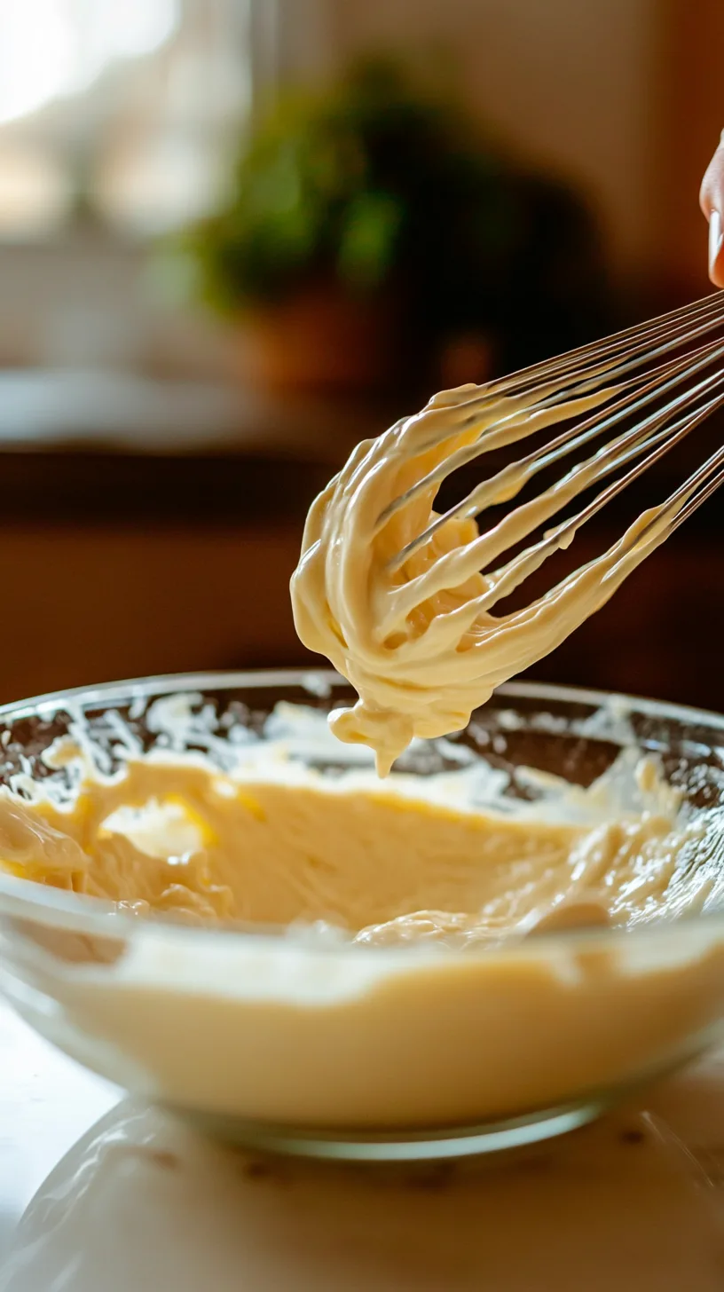 mayonnaise starting to emulsify, showing a creamy, thick texture