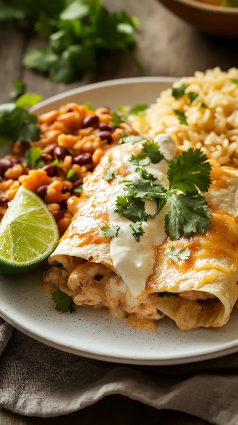 plated Sour Cream Chicken Enchiladas