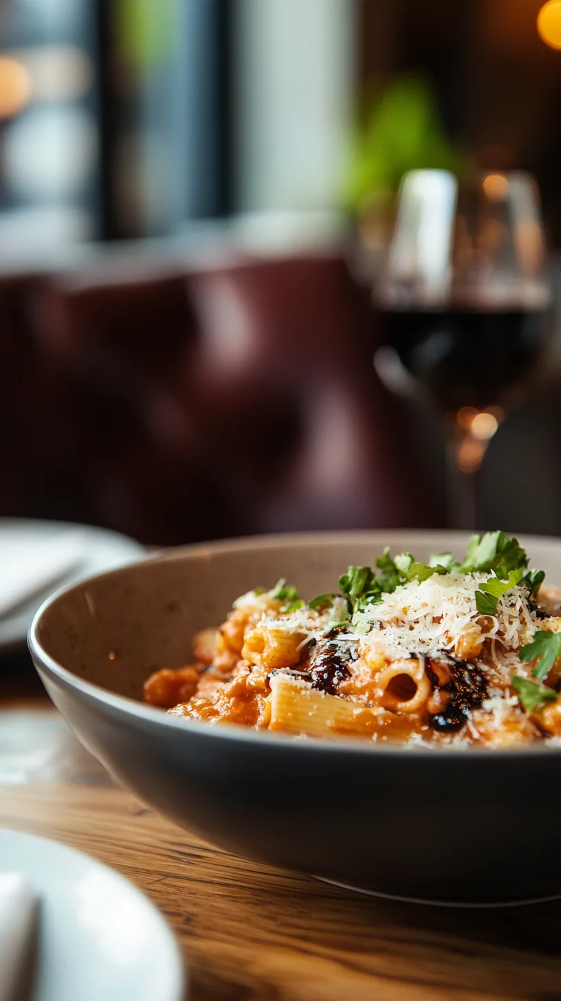 single serving of Penne Rosa in a bowl