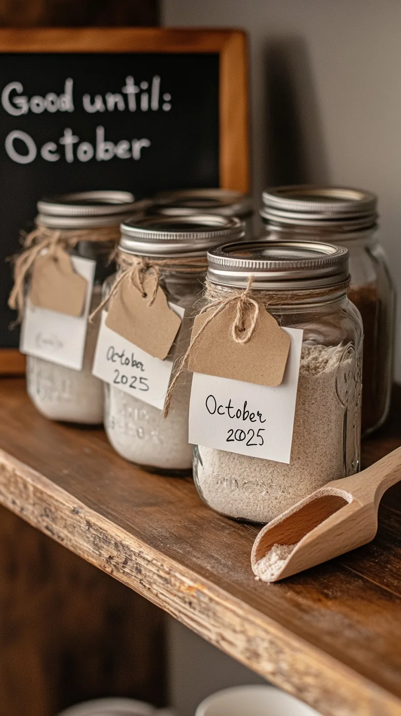 Beautifully labeled mason jars of homemade pancake mix in various sizes=