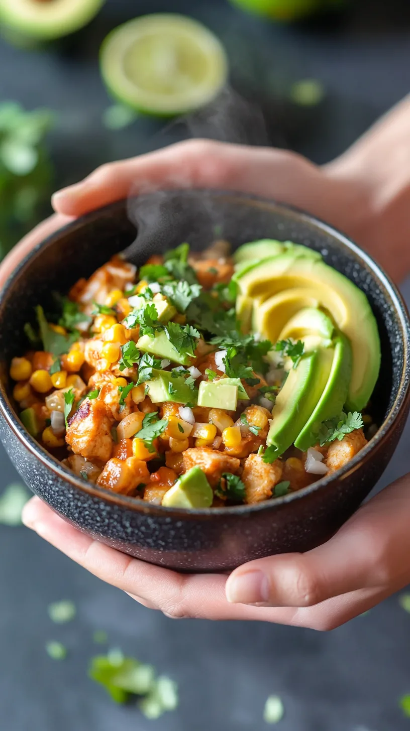 finished street corn chicken bowl