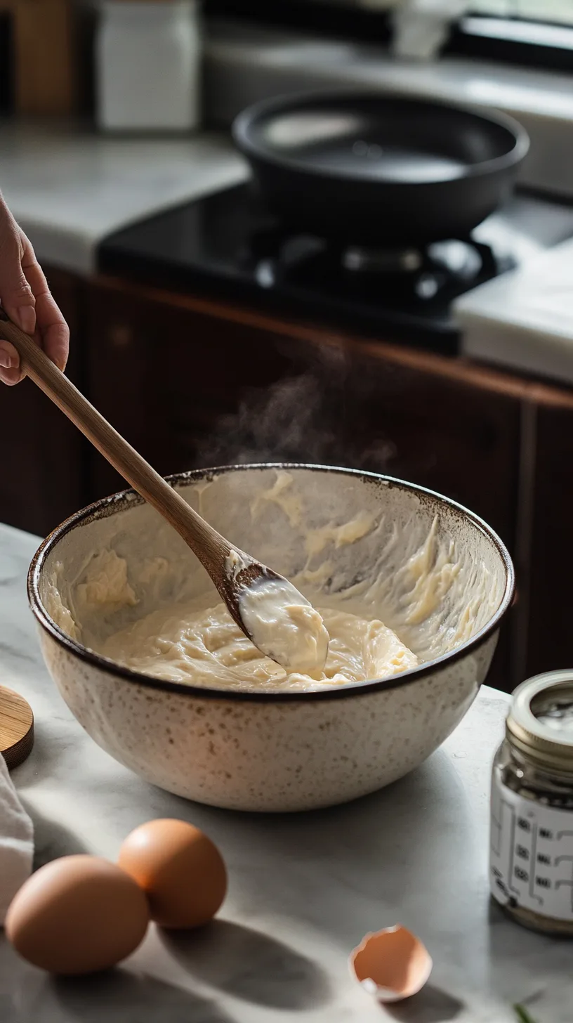 home cook making pancake batter