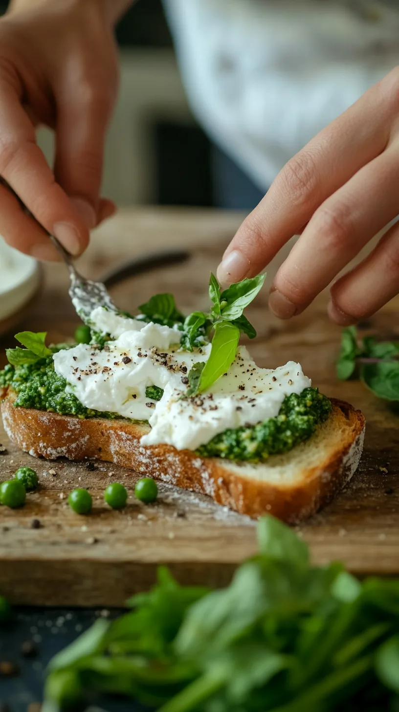 assembling burrata toast