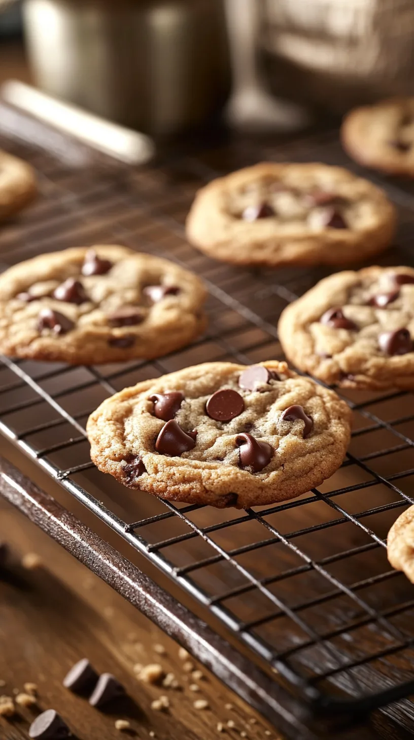 golden brown no egg chocolate chip cookies on a metal cooling rack