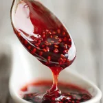 closeup of strawberry balsamic reduction