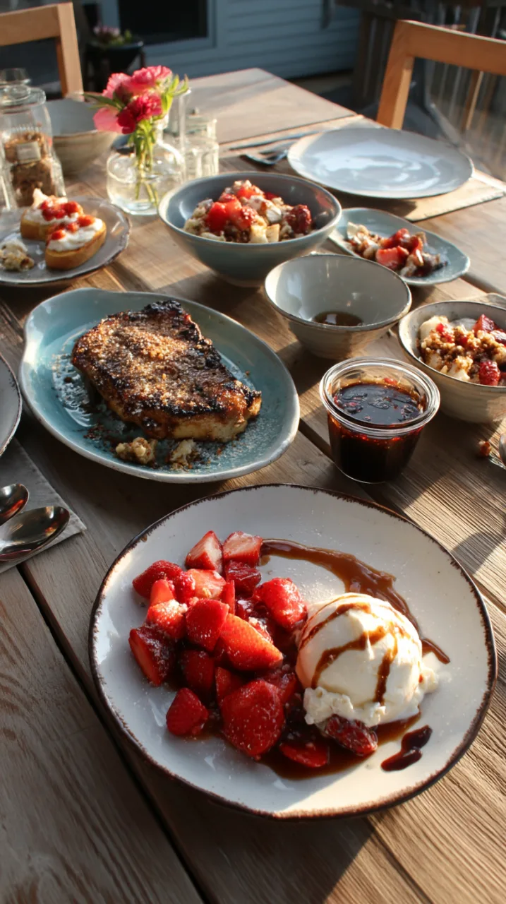 small dishes featuring strawberry balsamic reduction