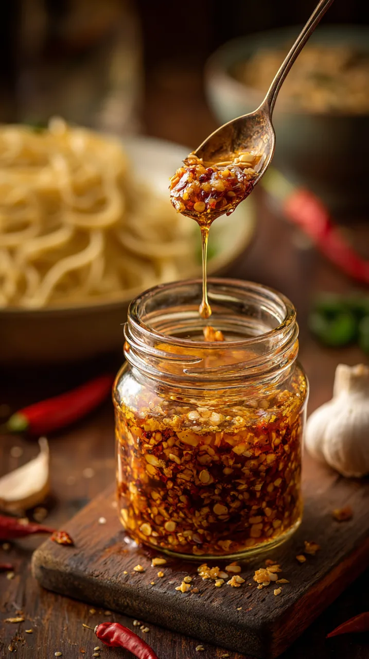 glass jar of chili crisp
