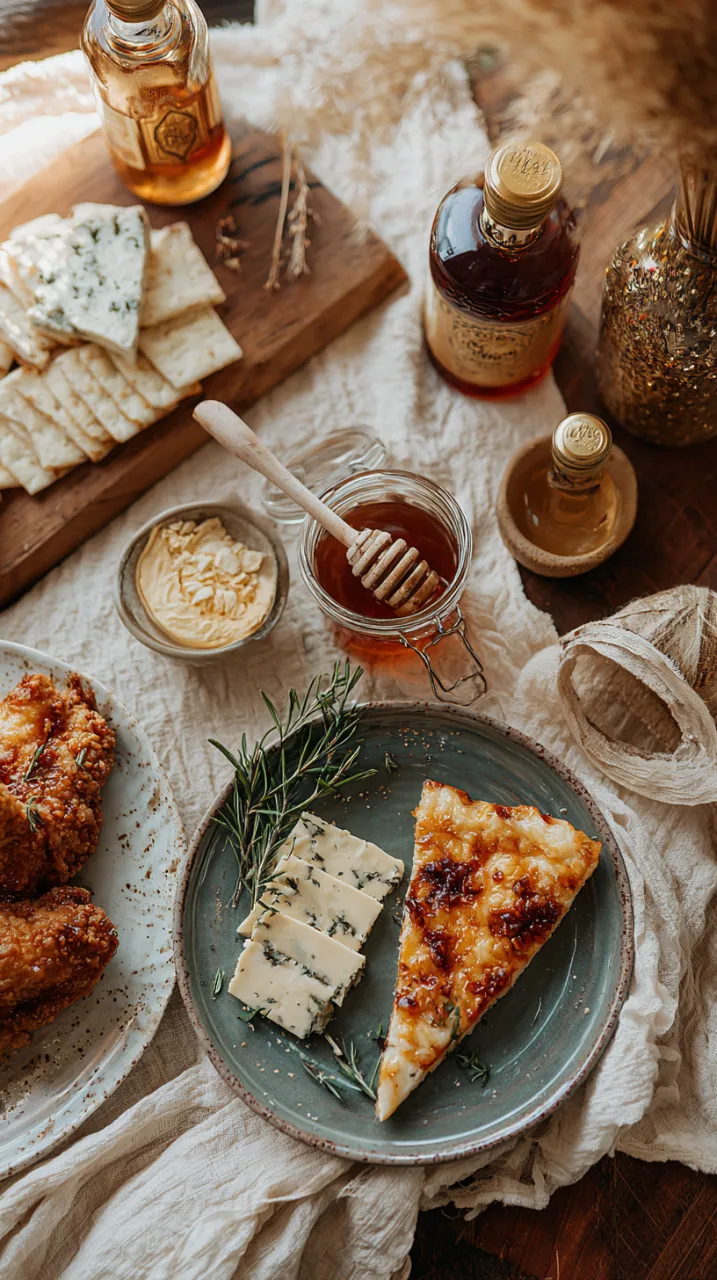 hot honey and pizza with cheese