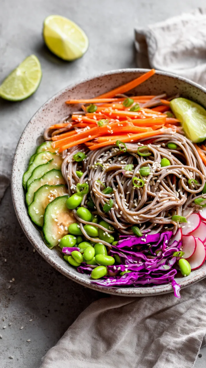 soba noodle salad with tahini lime dressing