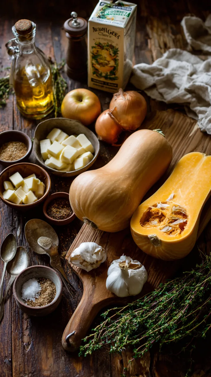 ingredients for roasted butternut squash soup