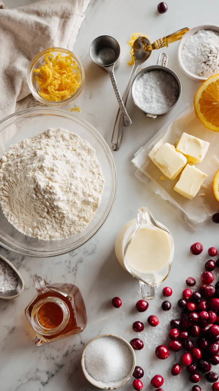 ingredient prep for cranberry orange scones