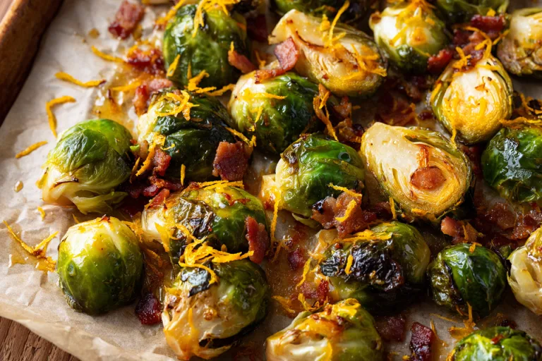 maple roasted Brussels sprouts with bacon
