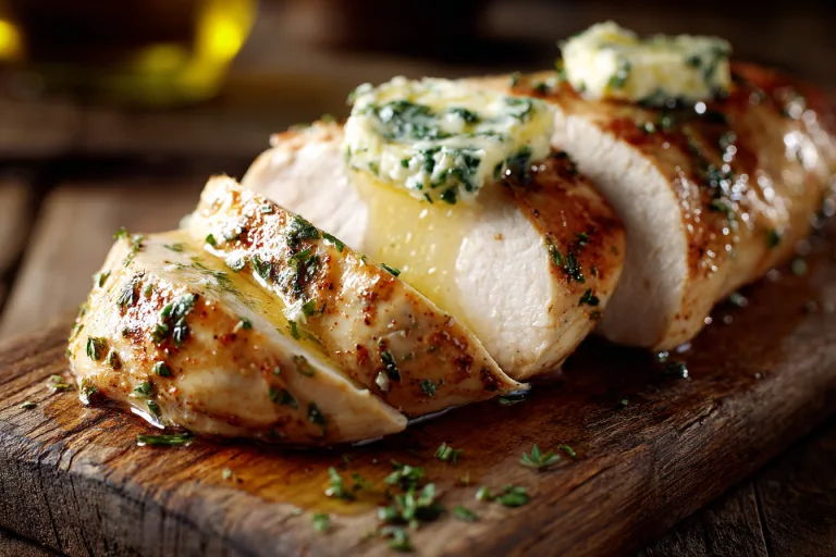 sous vide chicken breast with herb compound butter