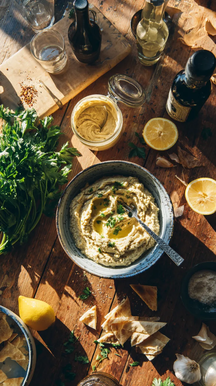 mixing bowl with mashed roasted eggplant and a fork inside