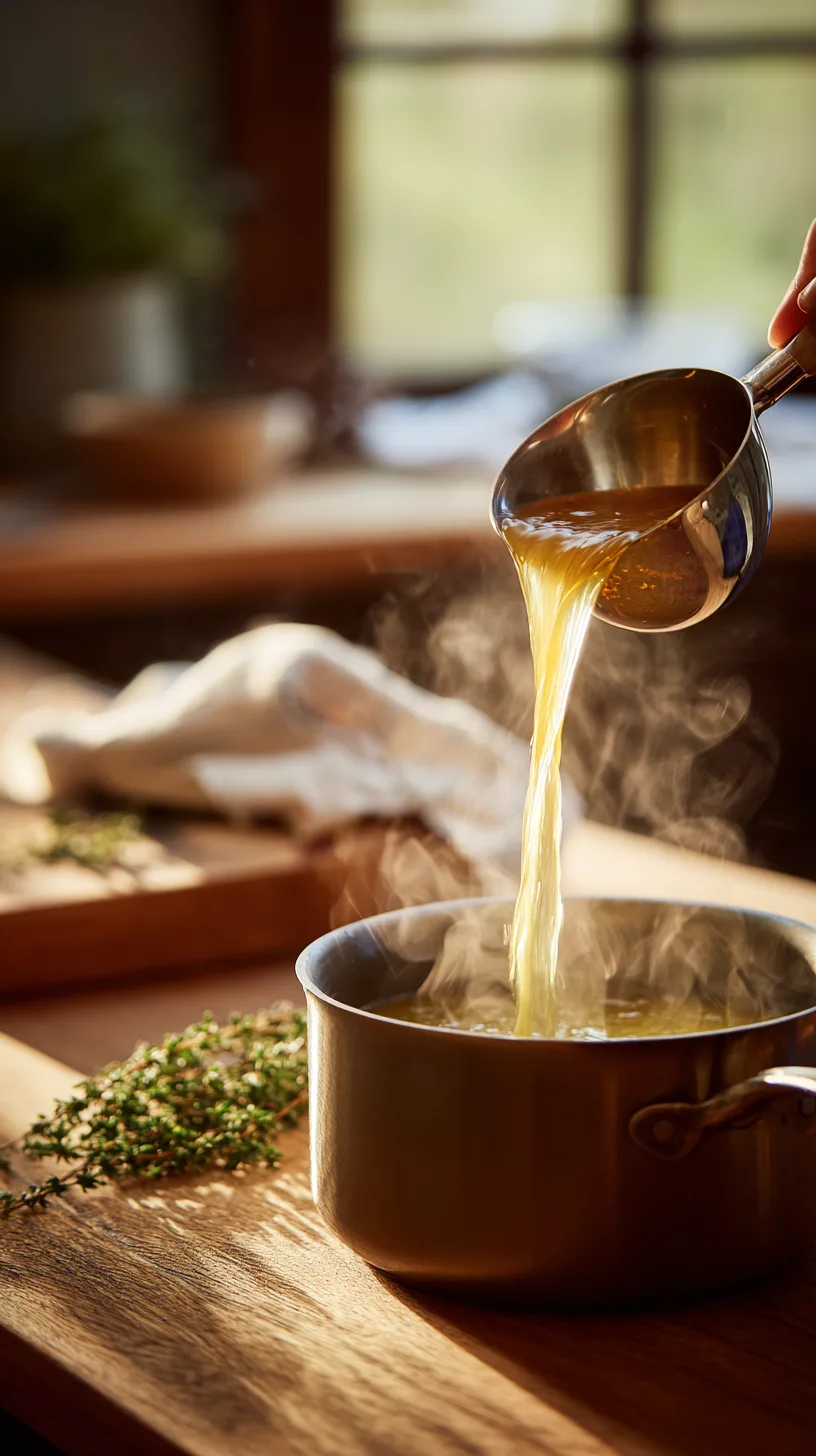 adding warm turkey stock to roux to make gravy